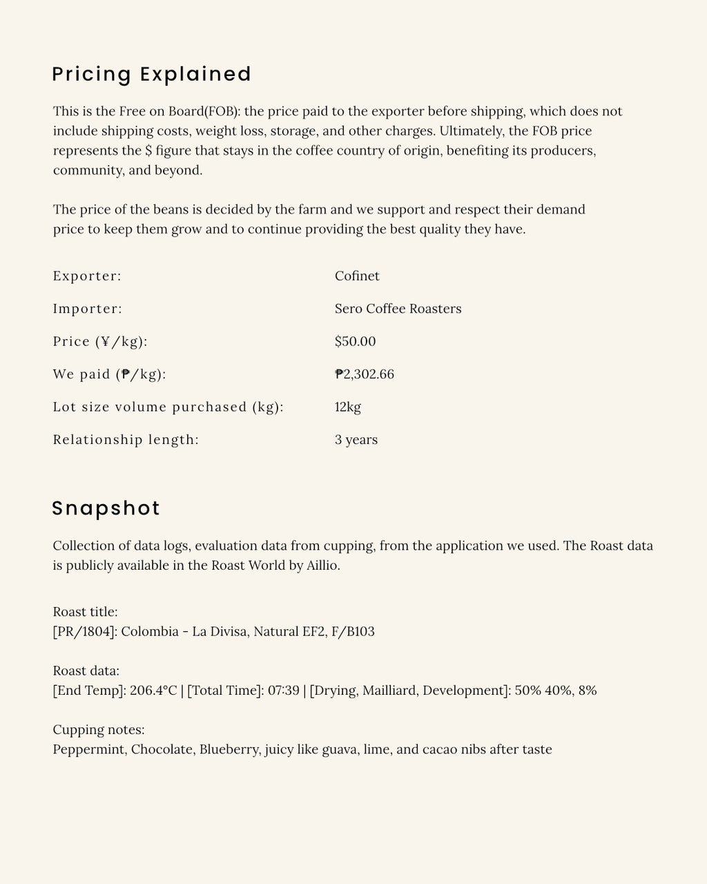 Colombia - La Divisa, Natural EF2