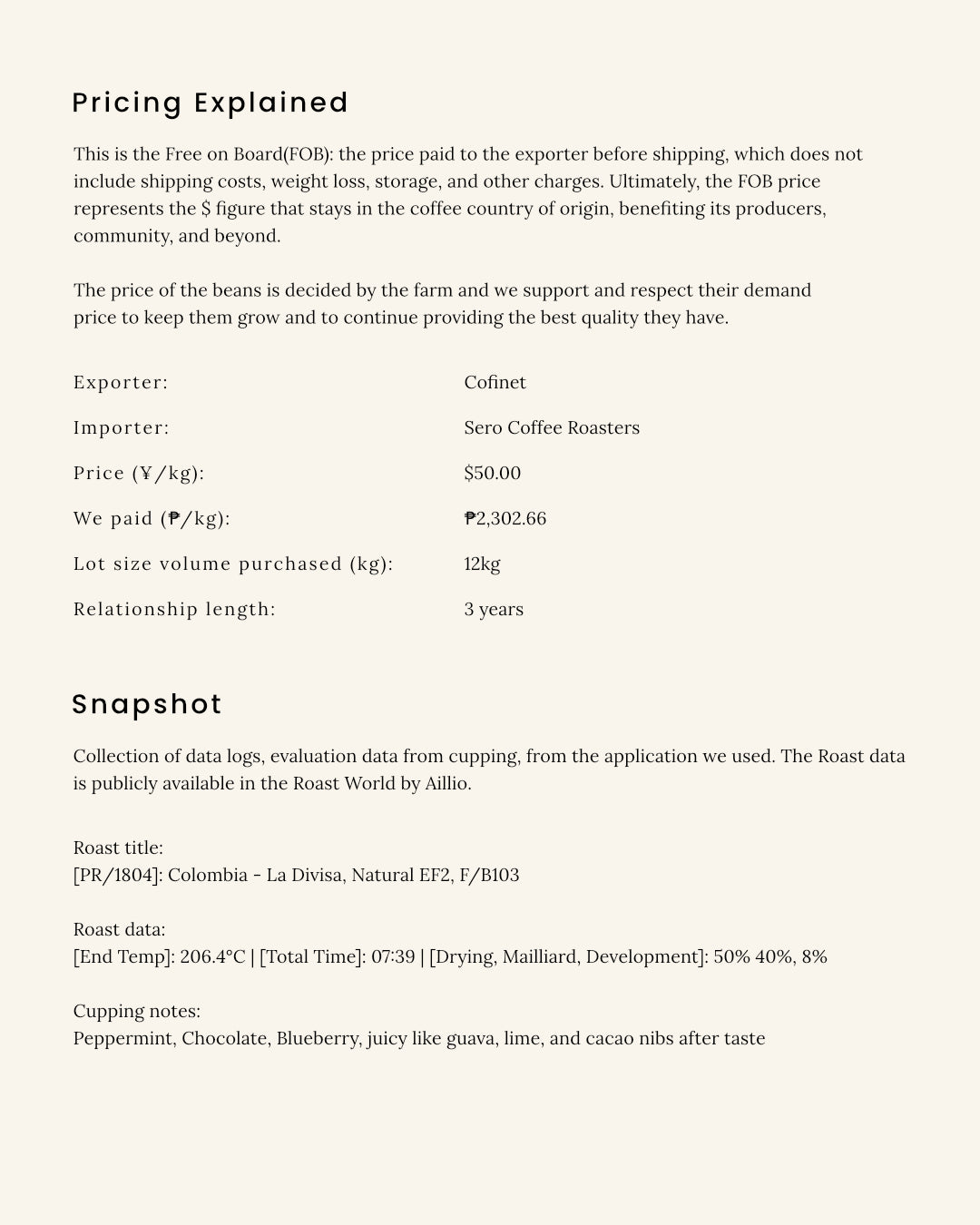 Colombia - La Divisa, Natural EF2